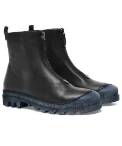 Zip Front Leather Boots