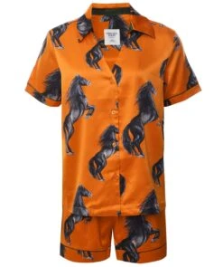 Satin Horses Print Short Pyjamas