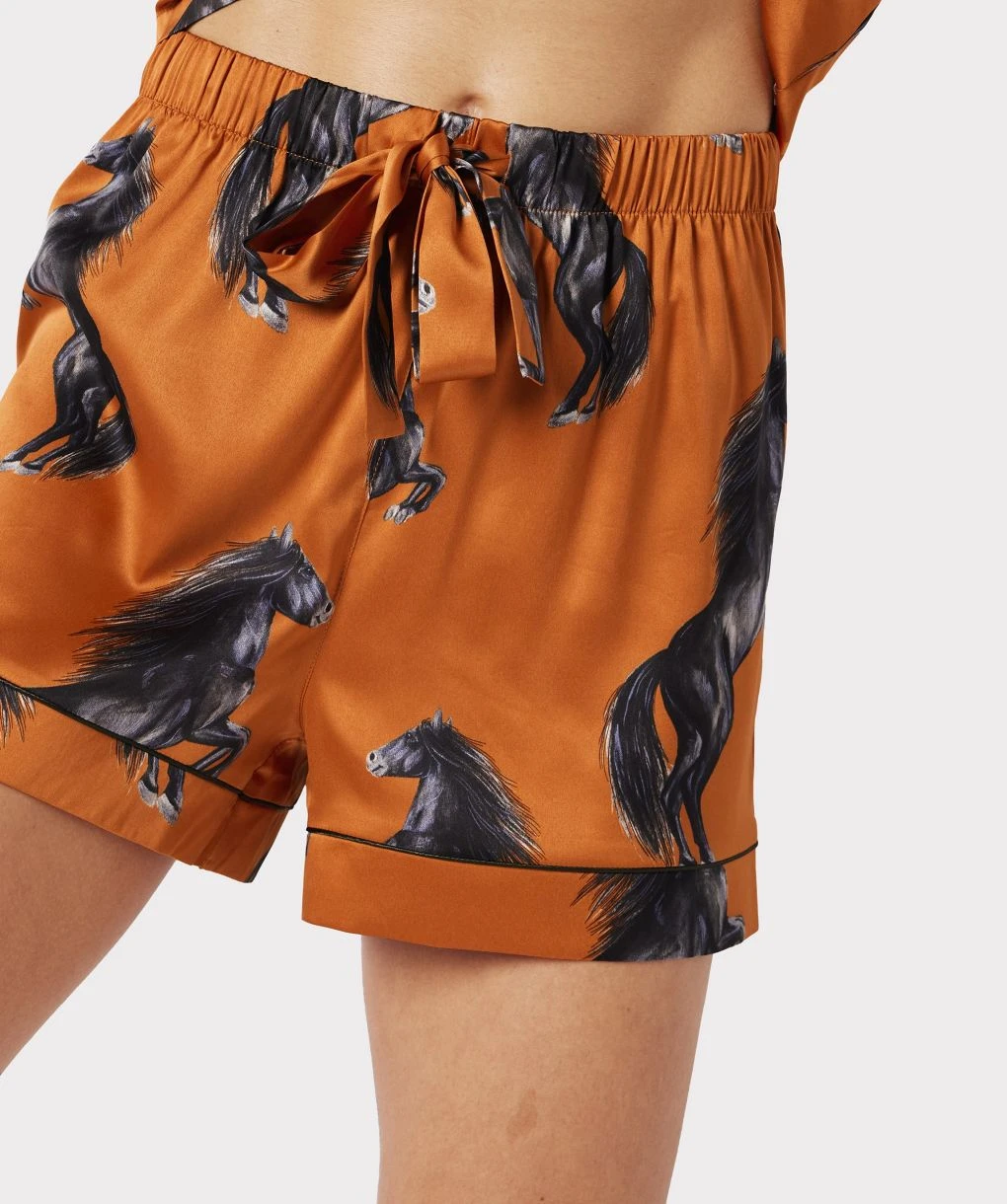 Satin Horses Print Short Pyjamas 5 Satin Horses Print Short Pyjamas - Image 5