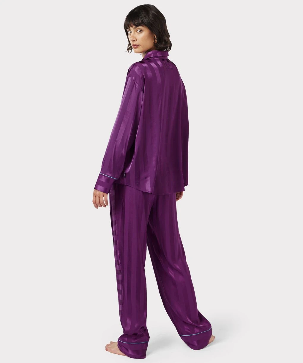 Satin Jacquard Stripe Long Pyjamas 3 Satin Jacquard Stripe Long Pyjamas - Image 3