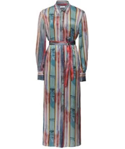 PAUL SMITH Glass Stripe Crinkle Midi Shirt Dress