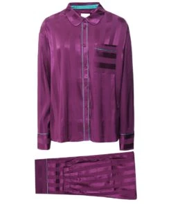 Satin Jacquard Stripe Long Pyjamas