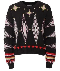 Intarsia Diamond Beaded Jumper